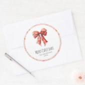 Red Bow Coquette Elegant Bloemen Kerstmis Ronde Sticker (Envelop)