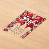 Red Bow Coquette Floral  Sweet 16 Acryl Uitnodigingen (Laagn)