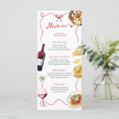 Red Bow Coquette Italian Bridal Shower Menu (Staand voorkant)