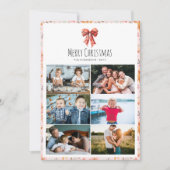 Red Bow Coquette Meerdere foto Kerstvakantie Feestdagenkaart (Voorkant)
