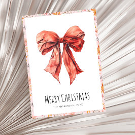 Red Bow Coquette Minimalistische Kerst Feestdagenkaart