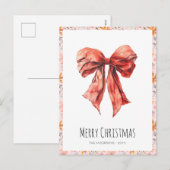 Red Bow Coquette Minimalistische Kerst Feestdagenkaart (Voorkant / Achterkant)