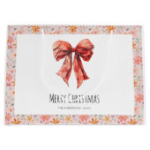 Red Bow Coquette Minimalistische Kerst Groot Cadeauzakje (Voorkant)