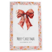 Red Bow Coquette Minimalistische Kerst Medium Cadeauzakje (Voorkant)