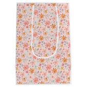 Red Bow Coquette Minimalistische Kerst Medium Cadeauzakje (Achterkant)