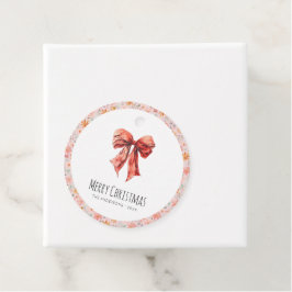 Red Bow Coquette Moderne Bloemen Kerstmis Bedankjes Labels
