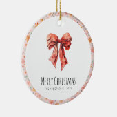 Red Bow Coquette Moderne Bloemen Kerstmis Keramisch Ornament (Rechts)