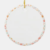 Red Bow Coquette Moderne Bloemen Kerstmis Keramisch Ornament (Achterkant)