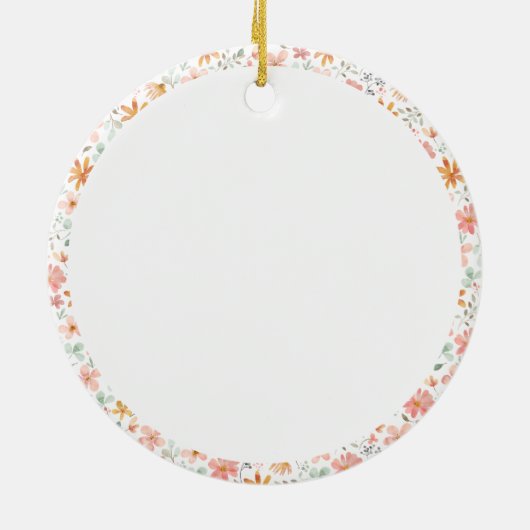 Red Bow Coquette Moderne Bloemen Kerstmis Keramisch Ornament (Achterkant)