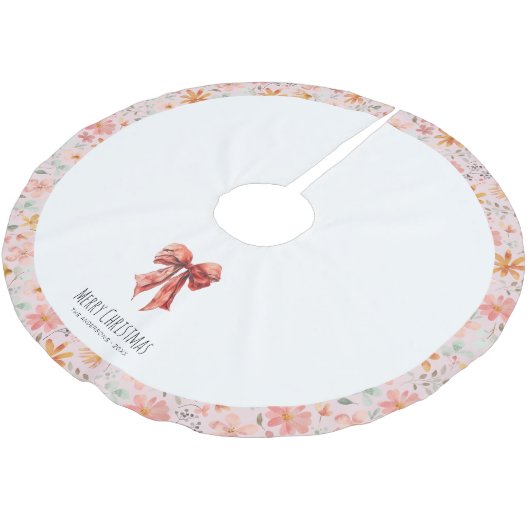 Red Bow Coquette Moderne Bloemen Kerstmis Kerstboom Rok (Gekanteld)