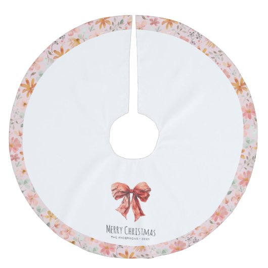 Red Bow Coquette Moderne Bloemen Kerstmis Kerstboom Rok (Voorkant)