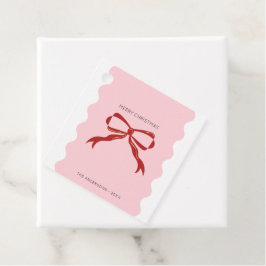 Red Bow Coquette Squiggly Grenst aan Kerstmis Bedankjes Labels