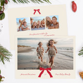 RED bow CREAM inkt vrolijkste kerstfoto Feestdagenkaart