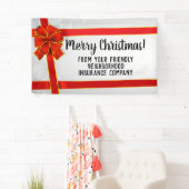 Red Bow Custom Merry Christmas Holiday Party Spandoek (Insitu)