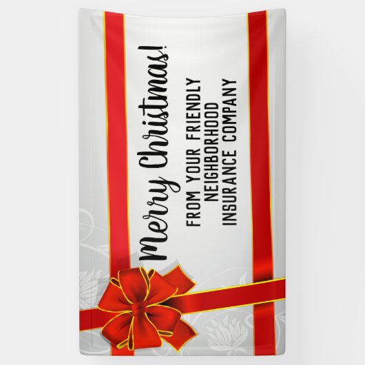 Red Bow Custom Merry Christmas Holiday Party Spandoek (Verticaal)