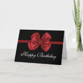 Red Bow Design op Black Happy Birthday Kaart (Voorkant)