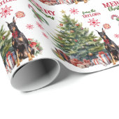 Red Bow Doberman Pinscher Hondenvakantieboom Cadeaupapier (Rol Hoek)