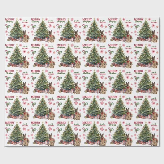 Red Bow Duitse Herder Hond Holiday Tree Cadeaupapier (Vlak)