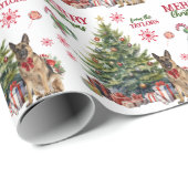 Red Bow Duitse Herder Hond Holiday Tree Cadeaupapier (Rol Hoek)