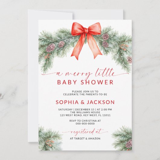 Red Bow: een vrolijk klein Baby shower Kaart (Voorkant)