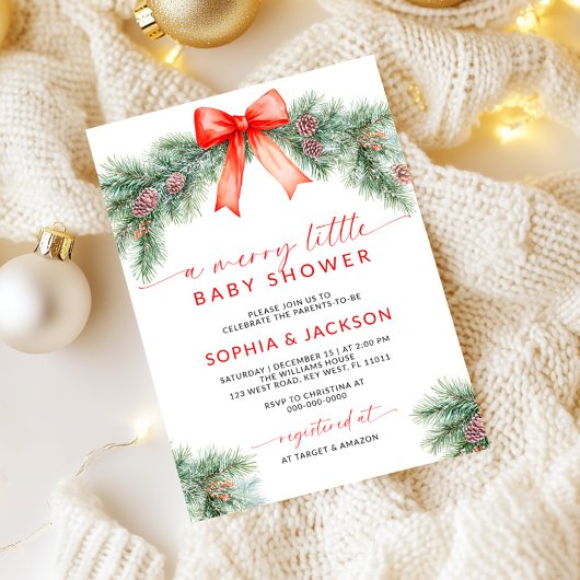 Red Bow: een vrolijk klein Baby shower Kaart