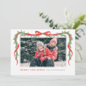 Red Bow en Garland Feestdagenkaart (Staand voorkant)