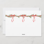 Red Bow en Garland Feestdagenkaart (Achterkant)