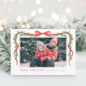 Red Bow en Garland Feestdagenkaart