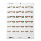 Red Bow en Holly Garland Kerstbezorging Etiket (Full Sheet)