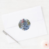 Red Bow Evergreen Ronde Sticker (Envelop)