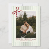 Red Bow Family Photo Christmas Holiday Card  Feestdagenkaart (Voorkant)