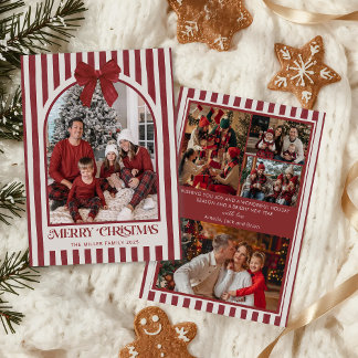 Red Bow Family Photo Christmas Holiday Card Feestdagenkaart