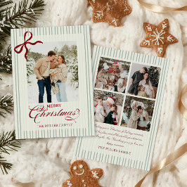 Red Bow Family Photo Christmas Holiday Card Feestdagenkaart
