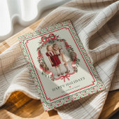 Red Bow Farmhouse Charm Christmas Photo Feestdagenkaart