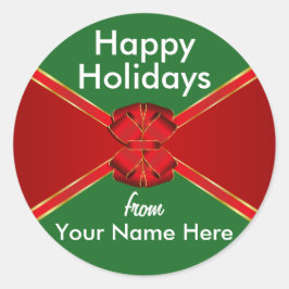 Red Bow-Feestdagen op maat Ronde Sticker