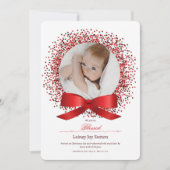 Red Bow Foto Geboorte Annou Aankondiging (Voorkant)