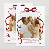 Red Bow Foto Merry Christmas Arch Feestdagenkaart (Voorkant / Achterkant)