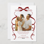 Red Bow Foto Merry Christmas Arch Feestdagenkaart (Achterkant)