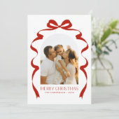 Red Bow Foto Merry Christmas Arch Feestdagenkaart (Staand voorkant)