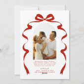Red Bow Foto Merry Christmas Arch Feestdagenkaart (Achterkant)