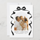 Red Bow Foto Merry Christmas Arch Feestdagenkaart (Voorkant)