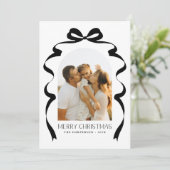 Red Bow Foto Merry Christmas Arch Feestdagenkaart (Staand voorkant)