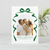 Red Bow Foto Merry Christmas Arch Feestdagenkaart (Staand voorkant)