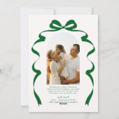 Red Bow Foto Merry Christmas Arch Feestdagenkaart (Achterkant)