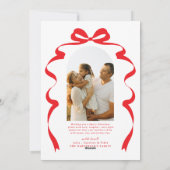 Red Bow Foto Merry Christmas Arch Feestdagenkaart (Achterkant)