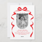 Red Bow Foto Merry Christmas Arch Feestdagenkaart (Achterkant)