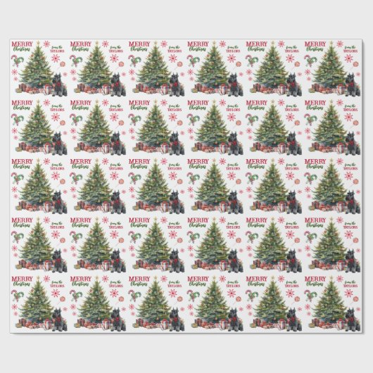 Red Bow Giant Schnauzer Dog Holiday Tree Cadeaupapier (Vlak)