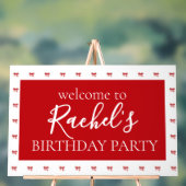 Red Bow Girl Verjaardagsfeestje Acryl Welkom Teken Acryl Bord (Neutraal)