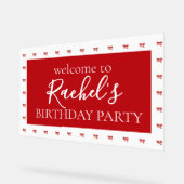 Red Bow Girl Verjaardagsfeestje Acryl Welkom Teken Acryl Bord (Hoek)