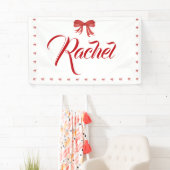 Red Bow Girl Verjaardagsfeestje Banner (Insitu)